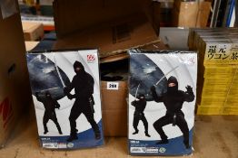 Twenty four Widman Milano 0264 Ninja costumes in a variety of sizes.