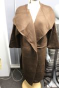 An as new Toteme cashmere blend long coat with double weave details in brown (S - RRP £800).