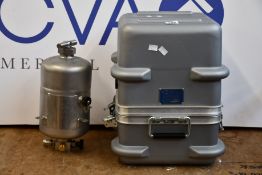 A Cyroquip liquid-cryogen sampler for receiving, vaporizing and containing cyrogenic liquid.