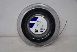 An as new Babolat RPM Blast 200m Tennis String Reel in black (130/16).