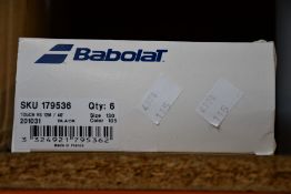 Six sets of as new Babolat Touch VS Natural Gut 12M/40' tennis racket strings (130/16 black).