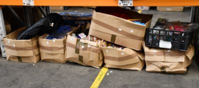 Six boxes of assorted miscellaneous items to include household items, souvenirs and toys.