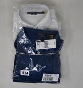 Two as new Ralph Lauren white shirts (XL - RRP £95 each) and two polo shirts in blue (XL - RRP £89