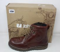 A pair of men's boxed as new John Doe - Daytona Motorcycle Boots in brown (UK 10.5).