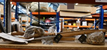 Seven assorted as new Kent & Stowe gardening implements to include a Digging Fork and Spade, a