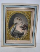 Louis Marin Bonnet (1743-1793), 'Provoking Fidelity', Engraving with hand-colouring, after Marc