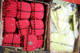 A quantity of as new Dinzio flip-flops together with a quantity of canvas purses/pouches.