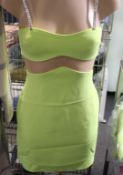 An as new David Koma linear mesh midriff mini dress in neon yellow (UK 8).