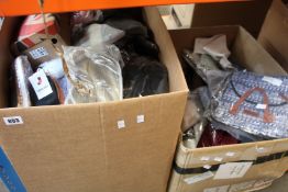 Two boxes of assorted as new fashion clothing and related items.