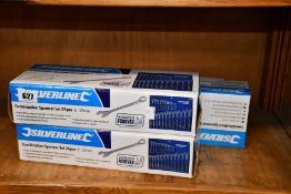 Four boxed as new Silverline 25-piece combination spanner sets.