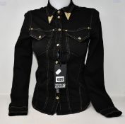 An as new Versace Couture black denim shirt with detailing (TG 40 - RRP €349).