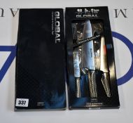 A Global G-21138 three piece kitchen knife set (Over 18s only).