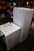 A pre-owned Beko tall freezer together with a Curry's domestic dishwasher (CDW60W18).