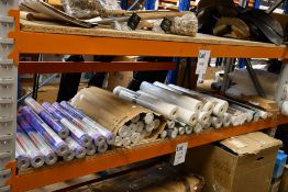 A miscellaneous assortment of wallpaper and related items (Approximately 40 rolls).