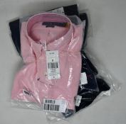 An as new Ralph Lauren navy zip sweater (M - RRP £145), pink shirt (M - RRP £95) and T-shirt (M -