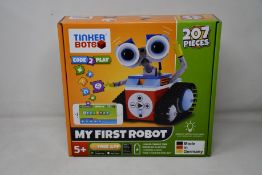 A boxed as new Tinker Bots 'My First Robot' interactive coding robot.
