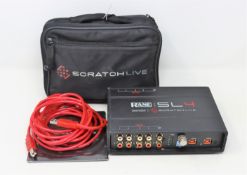 A pre-owned Rane SL4 Serato Scratch Live Interface with cables, Control CD, manual CD and storage