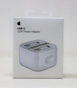 Ten boxed as new Apple USB-C 20W power adapters for iPhones and iPads in white. (PN: A2344)