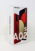 A boxed as new Samsung Galaxy A02 (SM-A022F/DS) 64GB in Red (Box opened. Two pin plug included).
