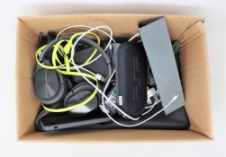 A box of small electrical items and accessories (All items sold as seen).