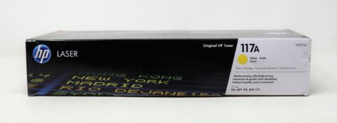 Four boxed as new HP 117A Original LaserJet Yellow Toner Cartridges (P/N: W2072A).