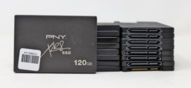 Seventeen pre-owned 120GB SATA SSD Drives (Wiped): 1 x PNY, 3 x Integral, 6 x Hypertec, 7 x Apacer.
