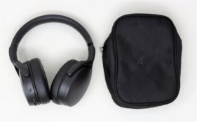 A pre-owned pair of Sennheiser HD 4.50 On-Ear Headphones in Black with 3.5mm cable and storage bag