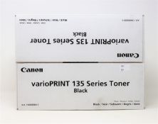Five boxed as new Canon VarioPrint 135 series toner cartridges in black (PN: 6117B004-AA)