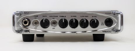 A pre-owned Gallien Krueger MB200 Lightweight Bass Head in silver. (unit only - no leads /