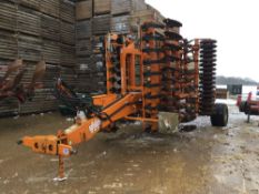 2008 Simba SL500 hydraulic folding cultivator with rear drawbar and Stocks AG Turbo Jet Wizard appli