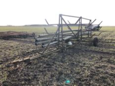 Irrigation pipe trailer with quantity of irrigation pipes