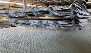 Qty of used 18ft long, thick gauge, shed roof sheets - The description of this lot has been edited.
