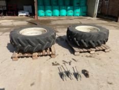 Pair of 14.9R28 dual wheels & tyres