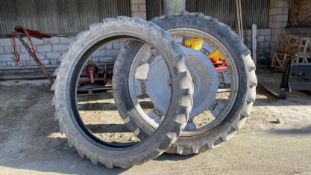 Pair of adjustable row crop wheels plus spare tyres