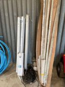 Quantity florescent lights, cables, extension lead and tubes