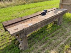Workshop bench with vice, 9ft x 2ft 6