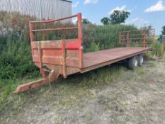 2007 Portequip twin axle 24ft bale trailer with front and rear raves. Serial No: 200705