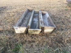 Qty of wooden feed troughs