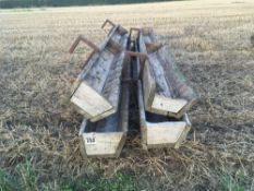 Qty of wooden feed troughs