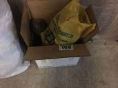 Assorted ball cock balls, water pipe fittings, and guttering fittings