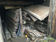 Quantity miscellaneous timber to include scaffolding boards, located in the yard
