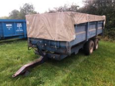 1992 AS Marston FF10 10t grain trailer twin axle with manual tailgate and grain chute on 13.0/65-18