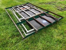 3No. galvanised 10ft hurdles with sheeted bottom and 1No 10ft gated hurdle