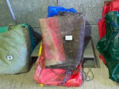 Tarpaulin sheets: 4.50m x 2.85m, 1.70m x 1.10m, 1.90m x 1.65m, 3.50m x 4.50m, 5.36m x 3.56m