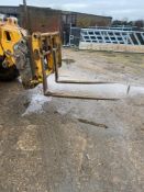 Pallet tines on a JCB Q fit frame. Stored near Starston, Norfolk.