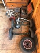 Qty of Wheels, tyres and castors. Stored Gorleston, Norfolk. No VAT on this lot.