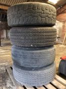 Set of four super single tyres. Stored near Pulham Market, Nofolk.