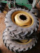Front and Rear tyres and Wheels 12.4R 32 and 12.4R 46. Stored near Chatteris, Cambridgeshire.