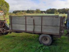 Massey Ferguson hydraulic tipping trailer, wooden floor and sides. Stored near Bungay, Suffolk.