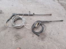 Two pressure washer lances one with long hose. Stored near Norwich, Norfolk.